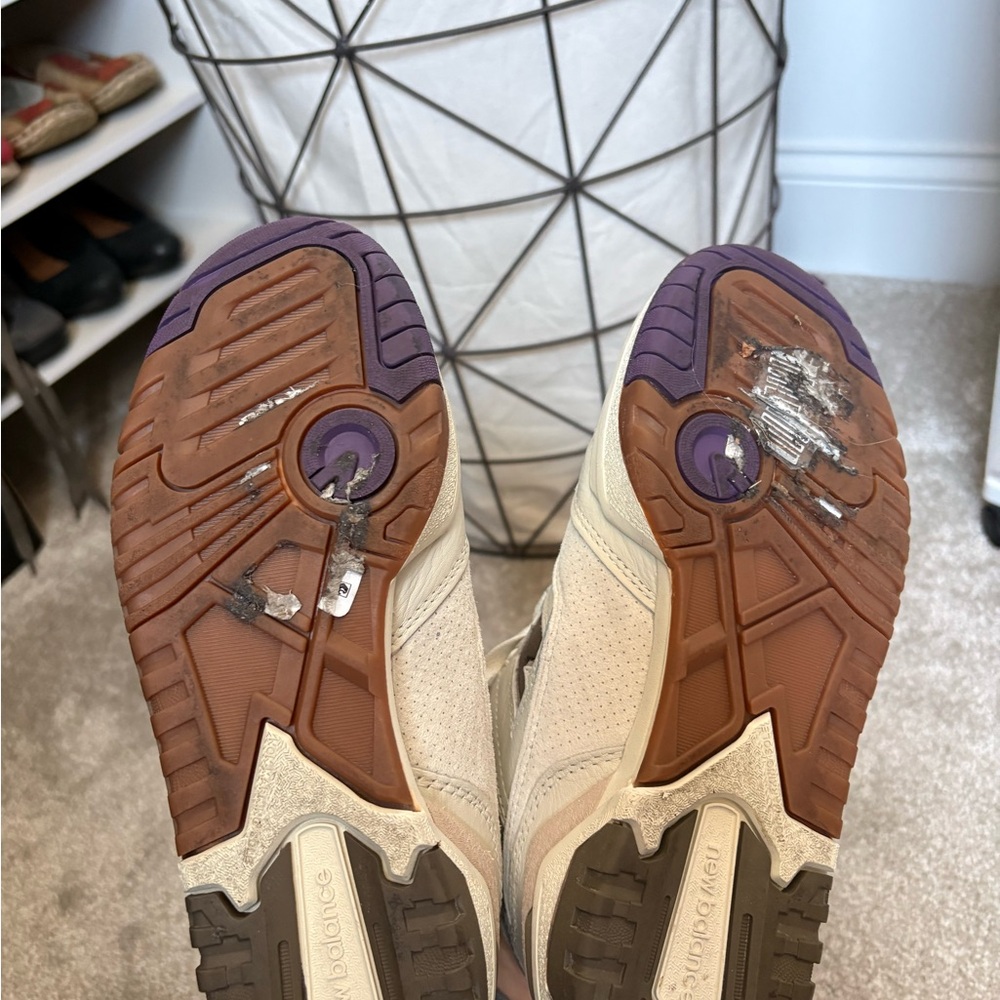 New Balance Cream, Gray & Purple Mid-Top Sneaker - Picture 3 of 4